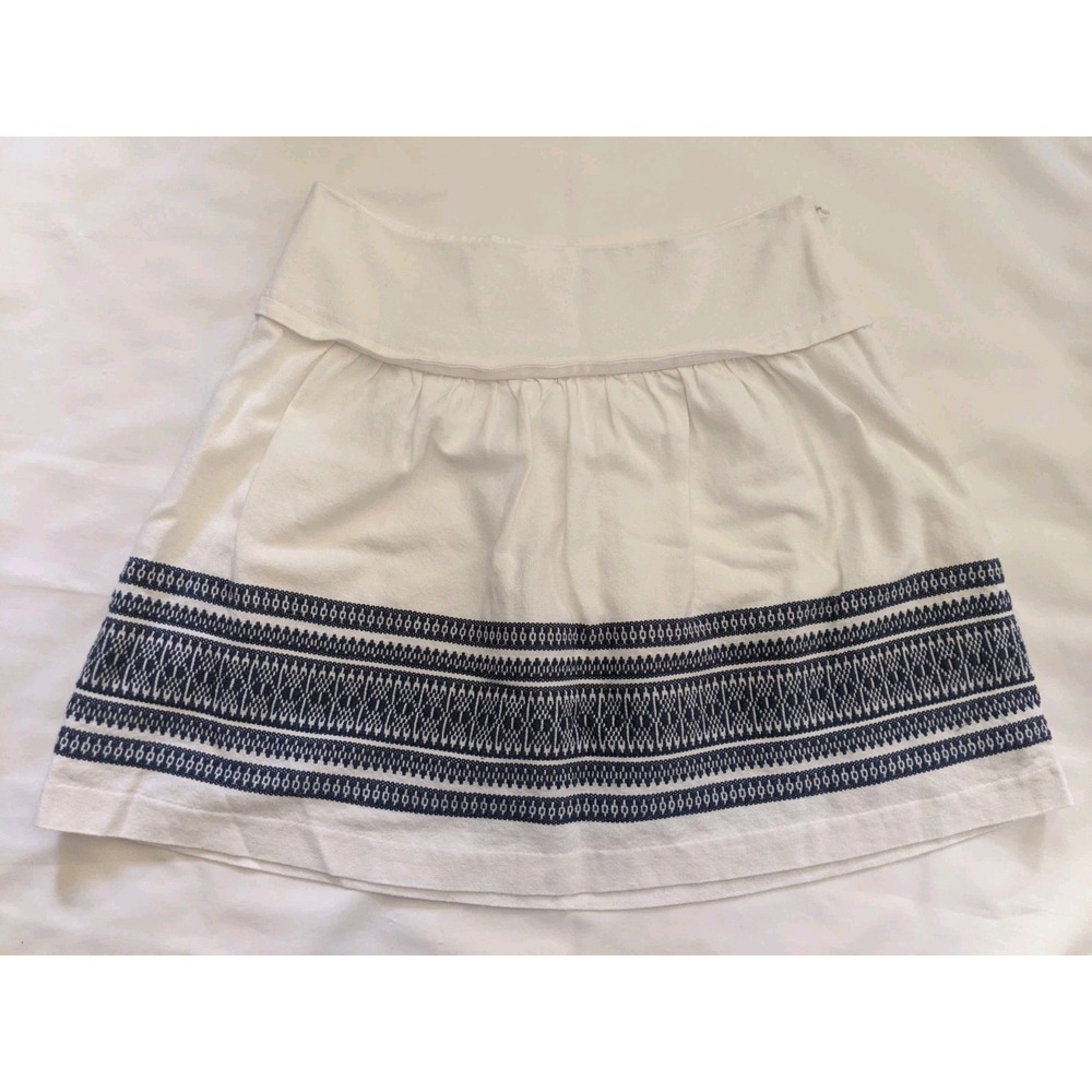 Madewell Skirt Embroidered Skirt Skyline Skirt Cabana White Blue Size 6 Lined